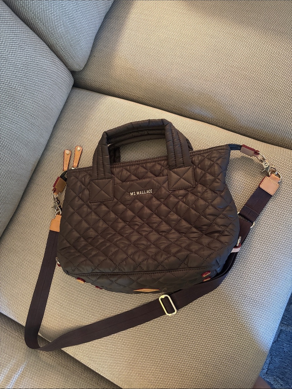 MZ WALLACE Quilted Small Metro Crossbody Tote with Leather Accents